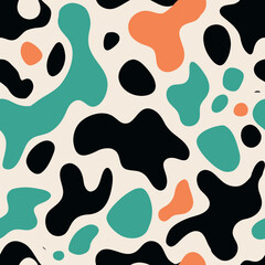 Abstract seamless vector pattern with organic shapes in vibrant colors  