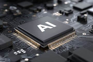 AI Artificial Intelligence Chip Processor on Circuit Board Computer Technology