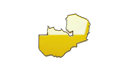 Obraz premium 3D Golden Map Outline of Zambia on White Background