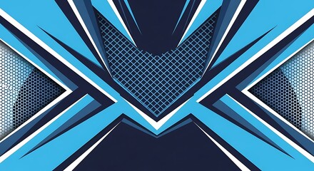 Modern abstract background with dynamic blue and white lines, sharp geometric shapes, and tech-inspired grid and honeycomb patterns. Ideal for sports, tech, or digital projects.