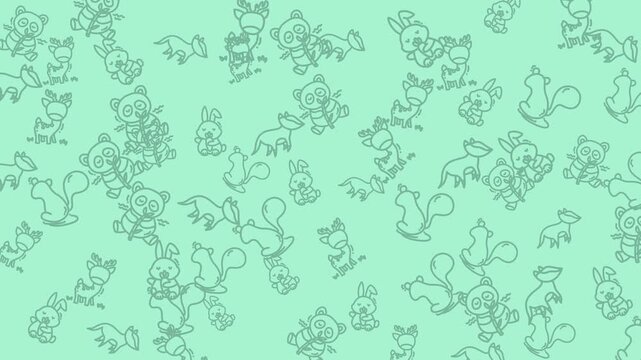 Background with cute forest animals in pastel colors perfect for kids designs, naturethemed projects, wallpapers, and stationery. Bright and cheerful.