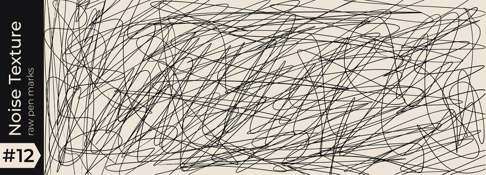 Messy pen noise texture with scribble scratch messy and pencil sketch squiggle background. Random tangle doodle with line drawing marker and pattern ball scrawl. Illustration editable vector set