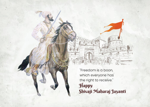 Happy Chhatrapati Shivaji Maharaj Jayanti with Illustration