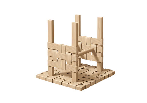 Wooden Blocks Structure on White Background.