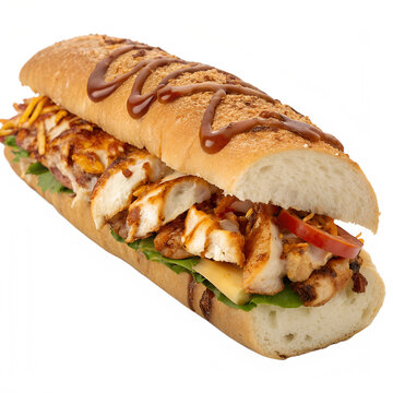 Chicken BBQ sub isolated on transparent background