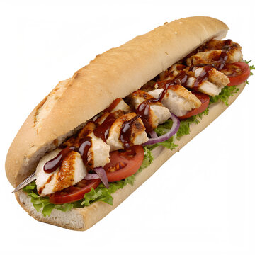 Chicken BBQ sub isolated on transparent background