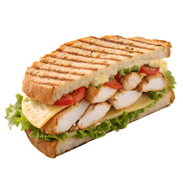 Chicken panini isolated on transparent background
