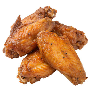 Fried chicken wings isolated on transparent background