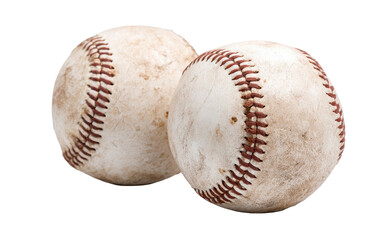 Two dirty baseballs close together