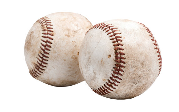 Two dirty baseballs close together