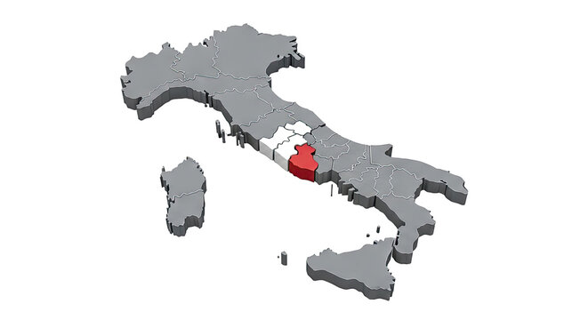Map of Italy highlighting Lazio region in red