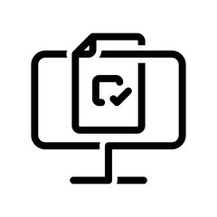 Computer Monitor Displaying Verified Document with Checkmark