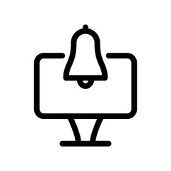 Computer Monitor with Notification Bell Line Icon