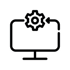 Computer Screen with Settings Gear Vector Icon