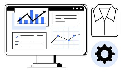 Data analytics concept. Data analytics with charts, graphs, and monitoring tools for business performance. Data analytics driving decision-making in finance, tech, education, startups, marketing