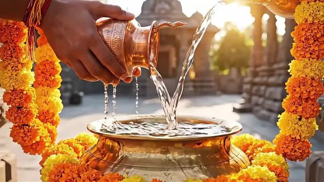 Guru Ravidas Jayanti celebration with water offering ritual ceremony
