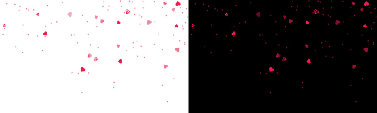valentine love red heart falling confetti romantic particles celebration scattered top on transparent