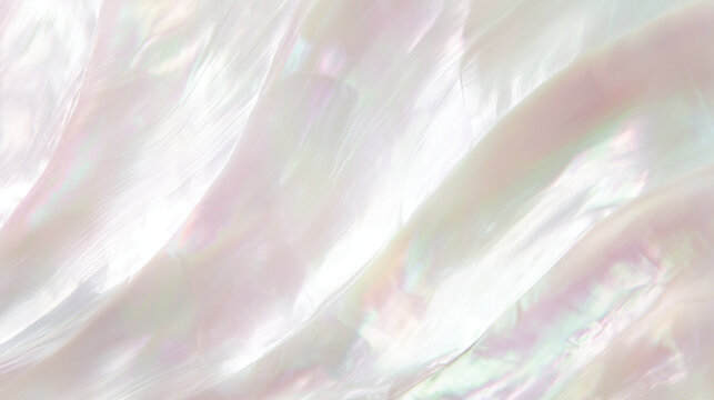 Mother-of-pearl macro background surface with iridescent gentle light.