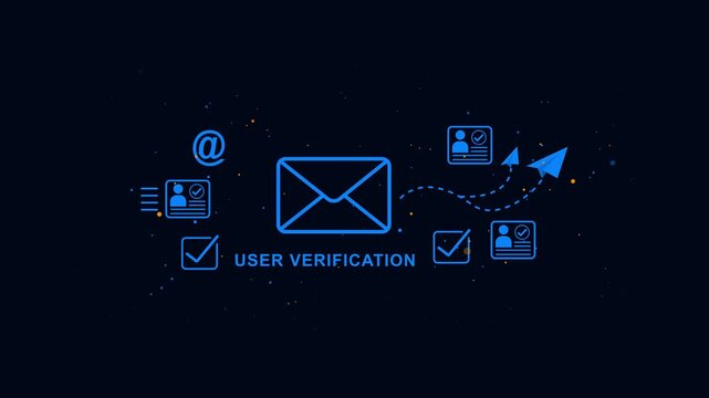 User verification process with email and identity check on dark background email verification security