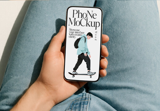 Hand Holding Smartphone Mockup PSD