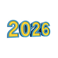 3D 2026 Numbers with Marquee Lights PNG