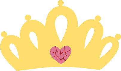 Rounded Yellow Crown with Pink Heart Cute Design © Aich Talg
