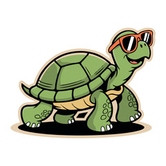 Cool Turtle Cartoon Illustration with Sunglasses