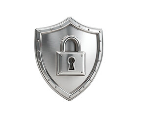 Metallic shield with a padlock, signifying security