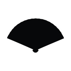Chinese hand fan silhouette icon vector flat design.