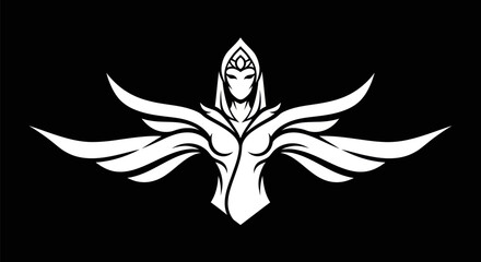 Obraz premium Abstract angelic figure graphic on black