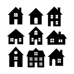 Fototapeta premium House Icon Set – Black Home Silhouette Collection