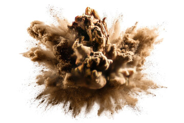 Brown substance erupting in a cloud of powder