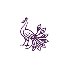 Obraz premium Line Art Peacock Logo