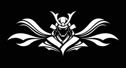 Fototapeta premium Samurai warrior illustration on black