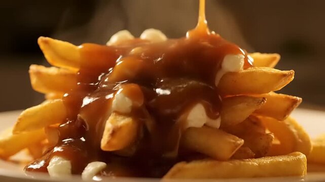 Mouthwatering Canadian poutine Crispy fries, cheese curds, and rich gravy