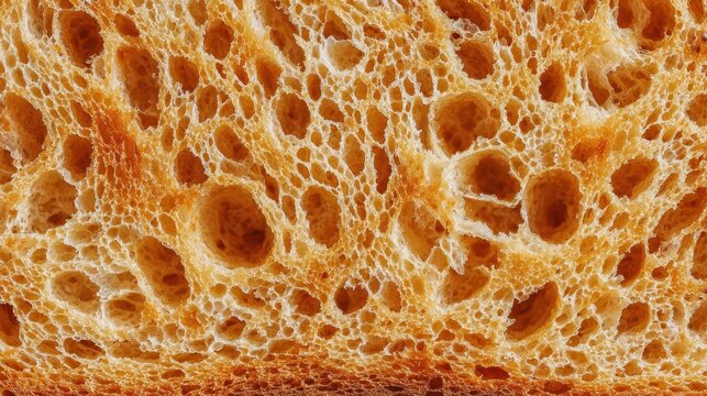 Close Up Macro View of Toasted Bread Crust Texture with Many Air Bubbles image photo