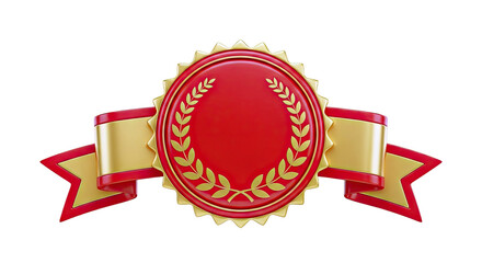 Red and Gold Award Ribbon with Laurel Wreath Emblem