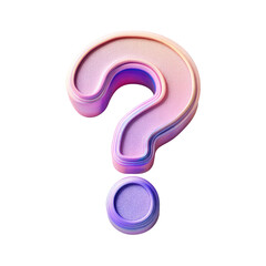 Luminescent question mark with a dreamy pink and blue gradient on black background