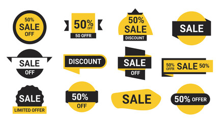 Fototapeta premium Collection of Sale Discount Labels and Badges.