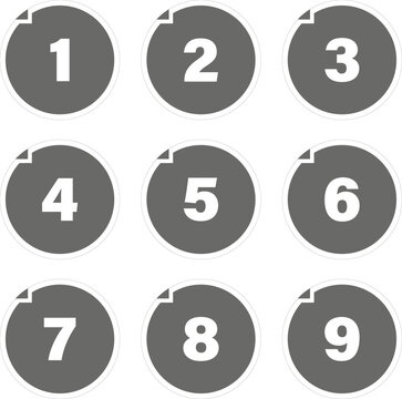 Black and white flat style Bullet number set, Gray bullet design