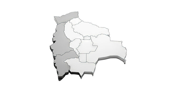 3D Map of Bolivia with Departments