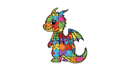 Fototapeta premium Autism Awareness Dragon Elephant