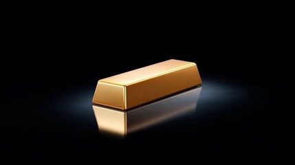 Golden bar on dark background shining with soft light, representing wealth, prosperity, and luxury in financial and investment themes
