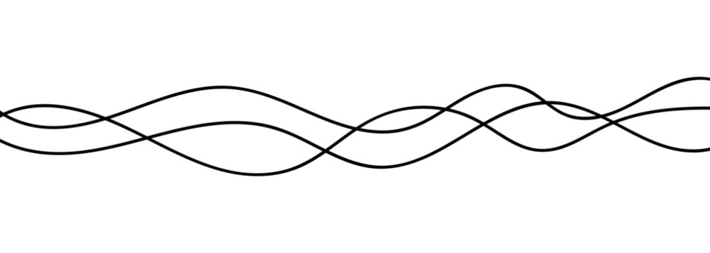 Continuous squiggle cable line creating abstract wavy vector illustration with flowing squiggles. Abstract flowing curves and tangled threads create decorative borders with organic loops