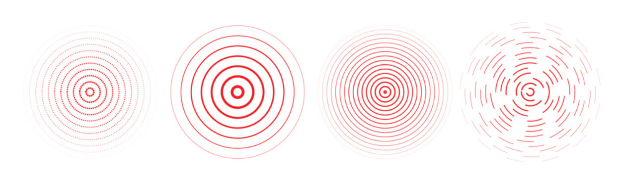 red radial concentric circle set sound wave signal 