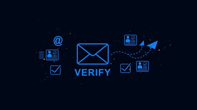 Verify Email Address Verification Process Authentication on Dark Background email verification check mark