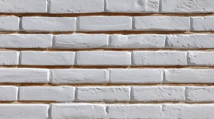 Fototapeta premium Textured White Brick Wall Surface with Horizontal Alignment and Subtle Unevenness for Modern Interior or Exterior Design Applications
