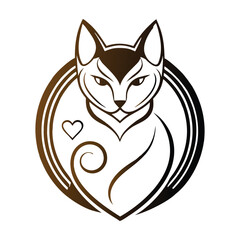 Obraz premium Elegant cat face illustration within a circular stylized design