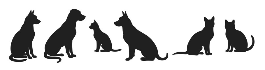 silhouette of various pets including dogs cats and fish on © Ksomn