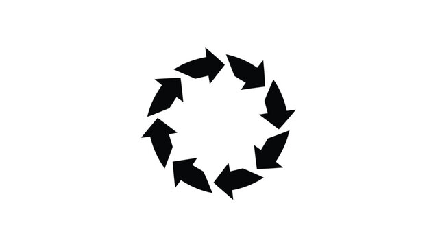 circular arrows forming a ring symbol representing cycles and continuous flow silhouette